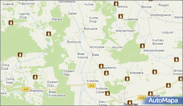 mapa Biała gmina Grodziec, Biała gmina Grodziec na mapie Targeo