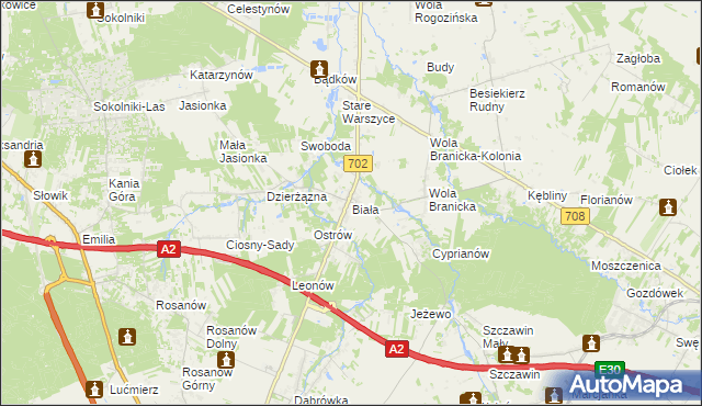 mapa Biała gmina Zgierz, Biała gmina Zgierz na mapie Targeo
