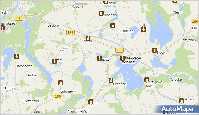 mapa Białcz gmina Chrzypsko Wielkie, Białcz gmina Chrzypsko Wielkie na mapie Targeo