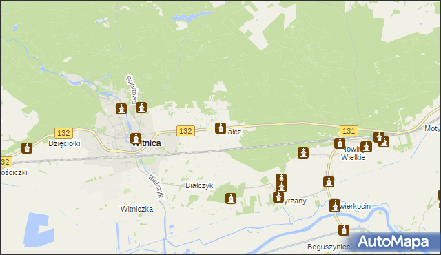 mapa Białcz gmina Witnica, Białcz gmina Witnica na mapie Targeo