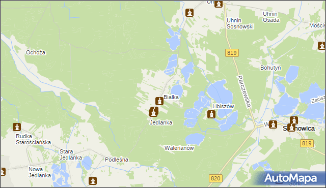 mapa Białka gmina Dębowa Kłoda, Białka gmina Dębowa Kłoda na mapie Targeo