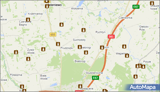 mapa Białorogi, Białorogi na mapie Targeo