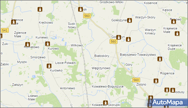 mapa Białoskóry gmina Sierpc, Białoskóry gmina Sierpc na mapie Targeo