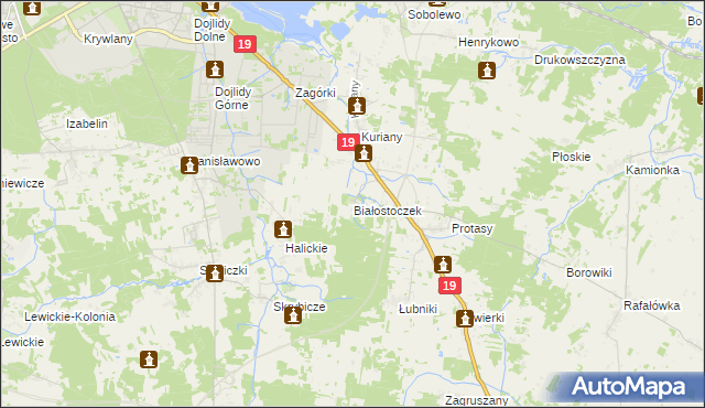 mapa Białostoczek, Białostoczek na mapie Targeo