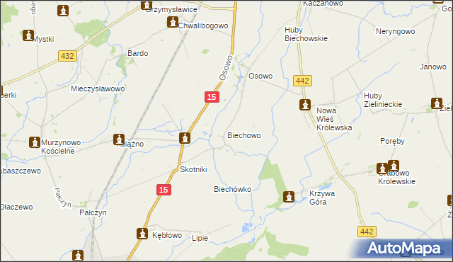 mapa Biechowo gmina Miłosław, Biechowo gmina Miłosław na mapie Targeo