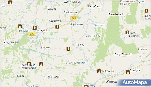 mapa Bielany gmina Winnica, Bielany gmina Winnica na mapie Targeo