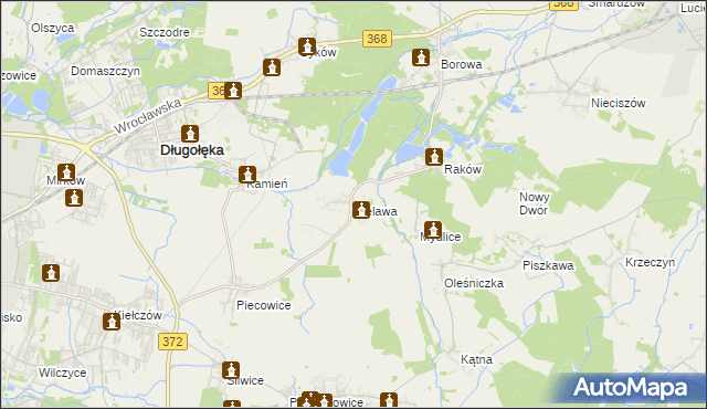 mapa Bielawa gmina Długołęka, Bielawa gmina Długołęka na mapie Targeo