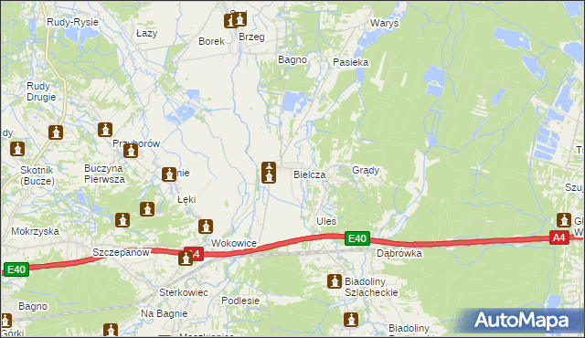 mapa Bielcza, Bielcza na mapie Targeo