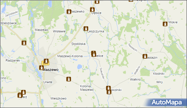 mapa Bielice gmina Maszewo, Bielice gmina Maszewo na mapie Targeo