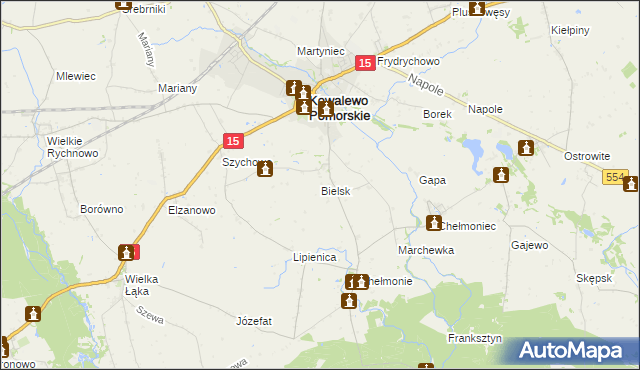 mapa Bielsk gmina Kowalewo Pomorskie, Bielsk gmina Kowalewo Pomorskie na mapie Targeo