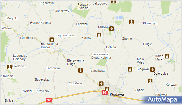 mapa Bierzwienna Długa-Kolonia, Bierzwienna Długa-Kolonia na mapie Targeo