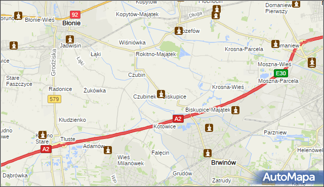 mapa Biskupice gmina Brwinów, Biskupice gmina Brwinów na mapie Targeo
