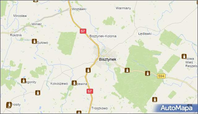 mapa Bisztynek, Bisztynek na mapie Targeo