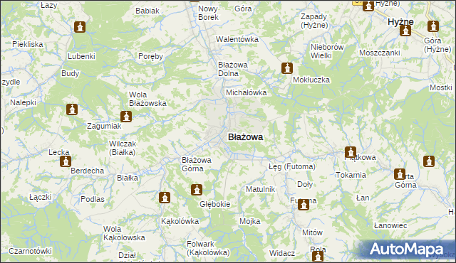 mapa Błażowa, Błażowa na mapie Targeo