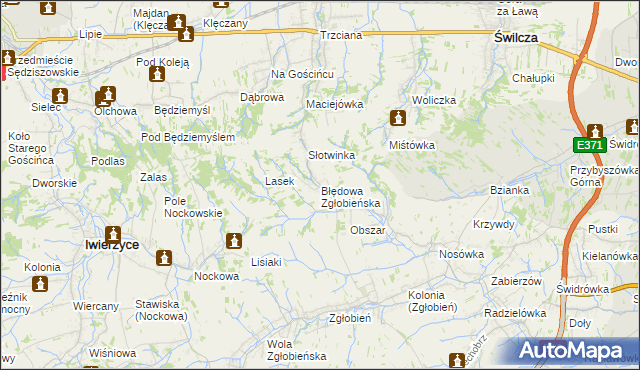 mapa Błędowa Zgłobieńska, Błędowa Zgłobieńska na mapie Targeo