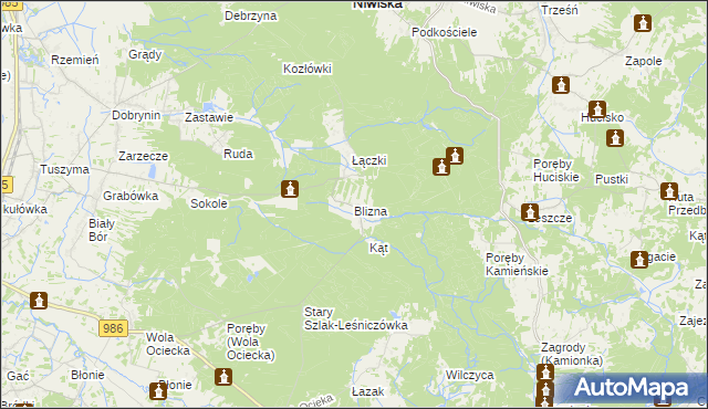 mapa Blizna gmina Ostrów, Blizna gmina Ostrów na mapie Targeo