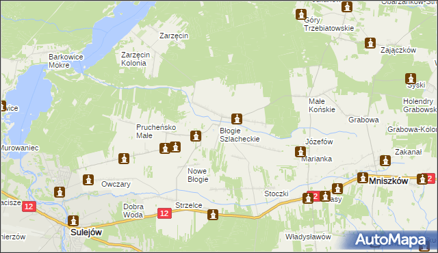 mapa Błogie Szlacheckie, Błogie Szlacheckie na mapie Targeo