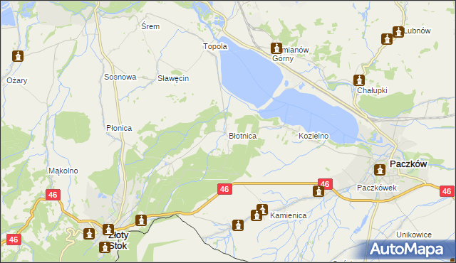 mapa Błotnica gmina Złoty Stok, Błotnica gmina Złoty Stok na mapie Targeo