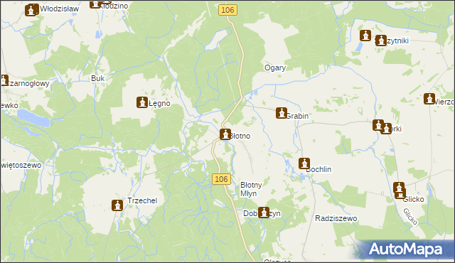 mapa Błotno gmina Nowogard, Błotno gmina Nowogard na mapie Targeo