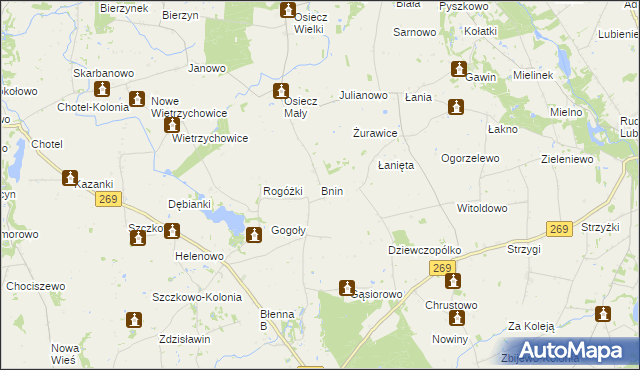mapa Bnin gmina Boniewo, Bnin gmina Boniewo na mapie Targeo