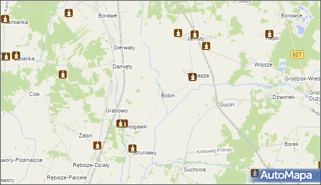 mapa Bobin gmina Czerwin, Bobin gmina Czerwin na mapie Targeo