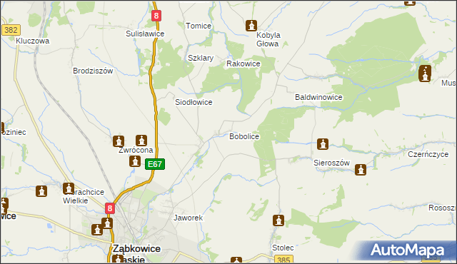 mapa Bobolice gmina Ząbkowice Śląskie, Bobolice gmina Ząbkowice Śląskie na mapie Targeo