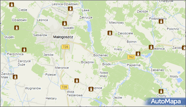 mapa Bocheniec gmina Małogoszcz, Bocheniec gmina Małogoszcz na mapie Targeo