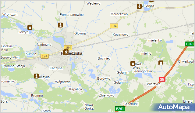 mapa Bociniec, Bociniec na mapie Targeo