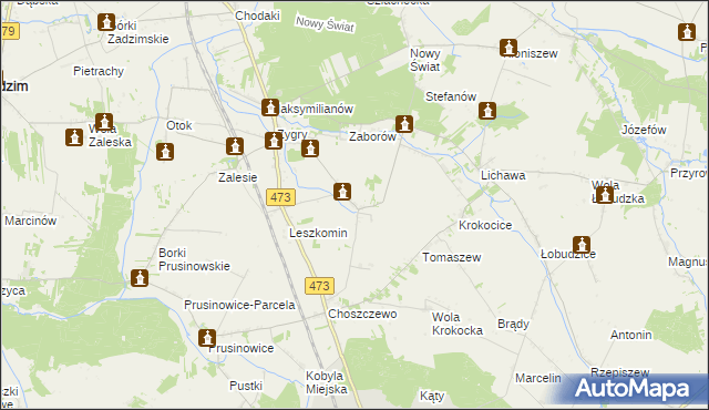 mapa Bogucice gmina Zadzim, Bogucice gmina Zadzim na mapie Targeo