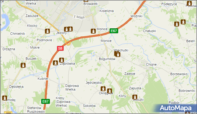 mapa Bogumiłów gmina Sieradz, Bogumiłów gmina Sieradz na mapie Targeo