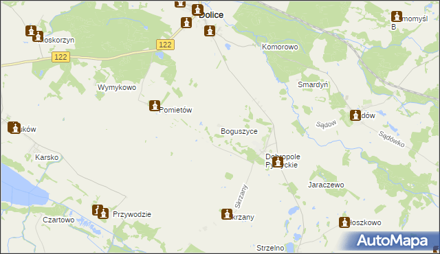 mapa Boguszyce gmina Dolice, Boguszyce gmina Dolice na mapie Targeo