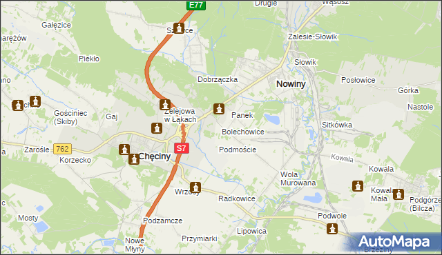 mapa Bolechowice gmina Sitkówka-Nowiny, Bolechowice gmina Sitkówka-Nowiny na mapie Targeo