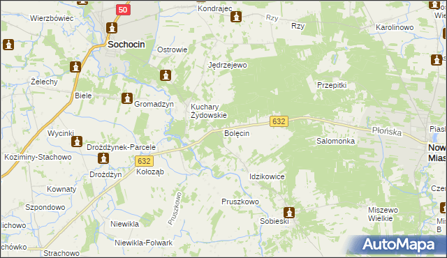 mapa Bolęcin gmina Sochocin, Bolęcin gmina Sochocin na mapie Targeo