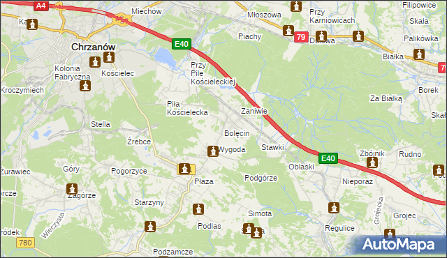 mapa Bolęcin gmina Trzebinia, Bolęcin gmina Trzebinia na mapie Targeo