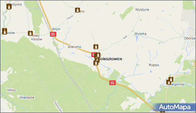 mapa Boleszkowice powiat myśliborski, Boleszkowice powiat myśliborski na mapie Targeo