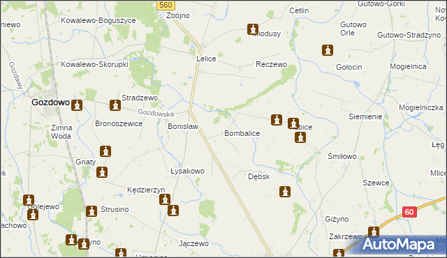 mapa Bombalice, Bombalice na mapie Targeo