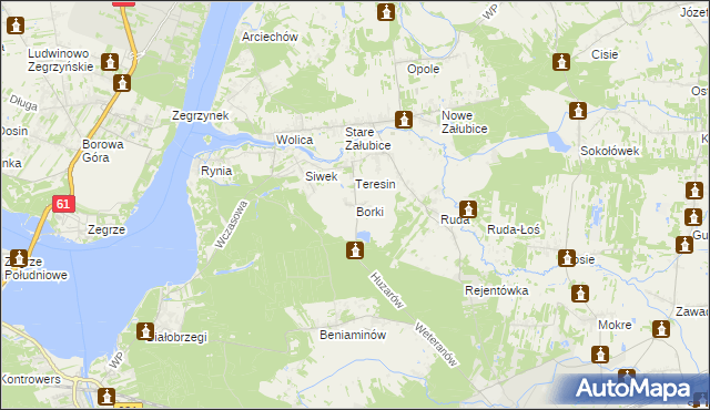mapa Borki gmina Radzymin, Borki gmina Radzymin na mapie Targeo