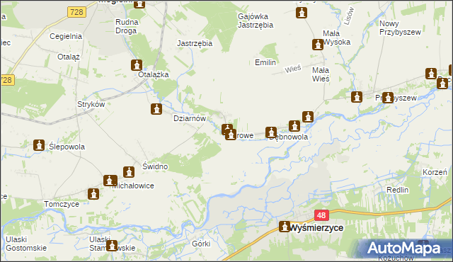 mapa Borowe gmina Mogielnica, Borowe gmina Mogielnica na mapie Targeo