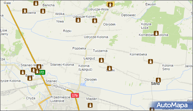 mapa Borowina Sitaniecka, Borowina Sitaniecka na mapie Targeo