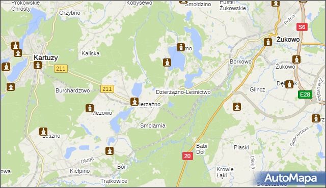 mapa Borowo gmina Kartuzy, Borowo gmina Kartuzy na mapie Targeo