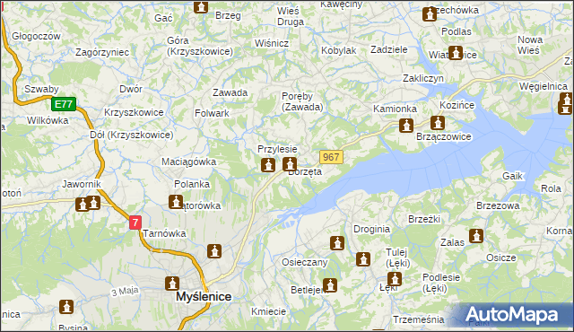 mapa Borzęta, Borzęta na mapie Targeo