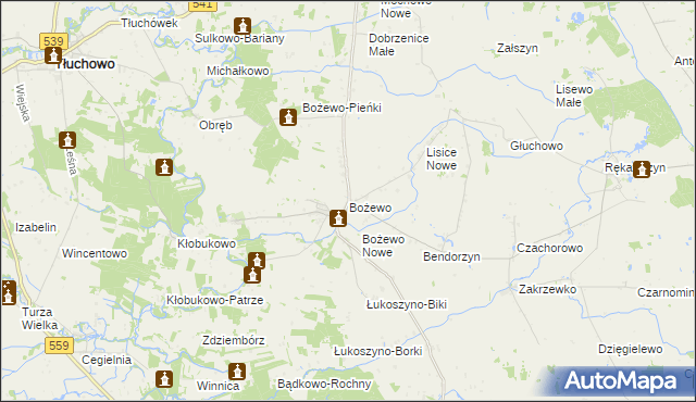 mapa Bożewo gmina Mochowo, Bożewo gmina Mochowo na mapie Targeo
