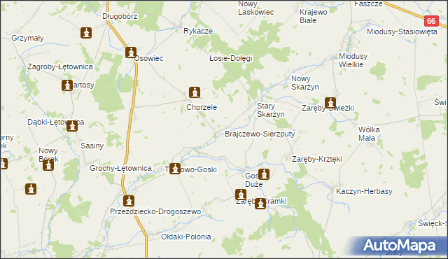 mapa Brajczewo-Sierzputy, Brajczewo-Sierzputy na mapie Targeo