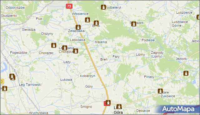 mapa Breń gmina Lisia Góra, Breń gmina Lisia Góra na mapie Targeo