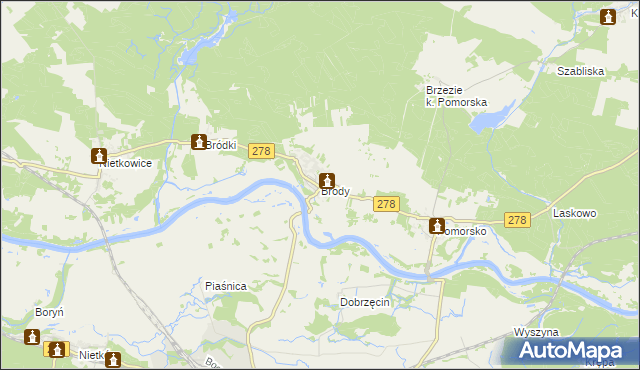 mapa Brody gmina Sulechów, Brody gmina Sulechów na mapie Targeo