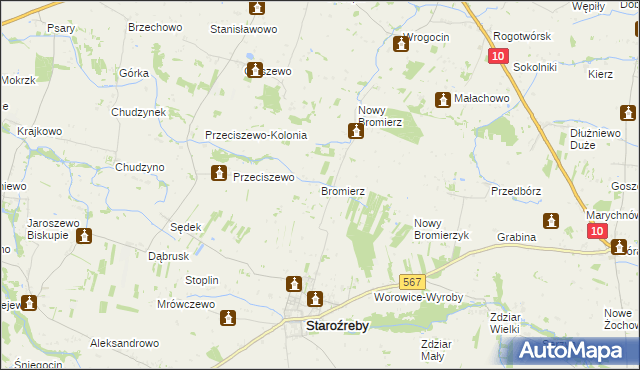 mapa Bromierz, Bromierz na mapie Targeo