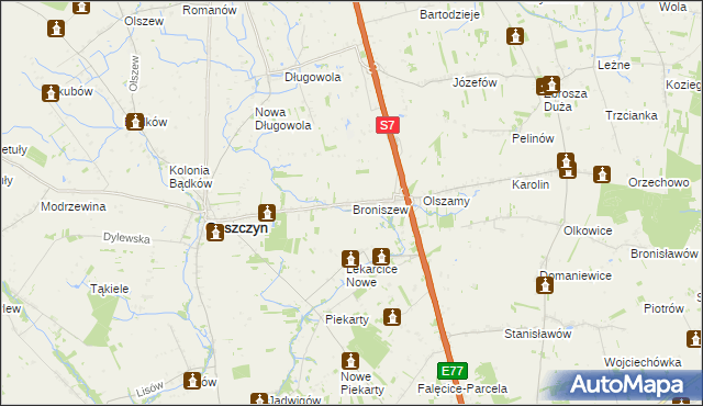 mapa Broniszew, Broniszew na mapie Targeo