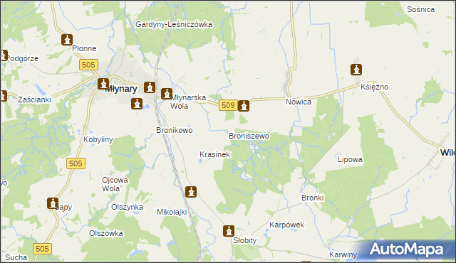 mapa Broniszewo gmina Młynary, Broniszewo gmina Młynary na mapie Targeo