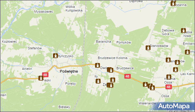 mapa Brudzewice-Kolonia, Brudzewice-Kolonia na mapie Targeo