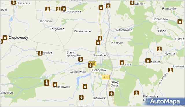 mapa Brukalice, Brukalice na mapie Targeo